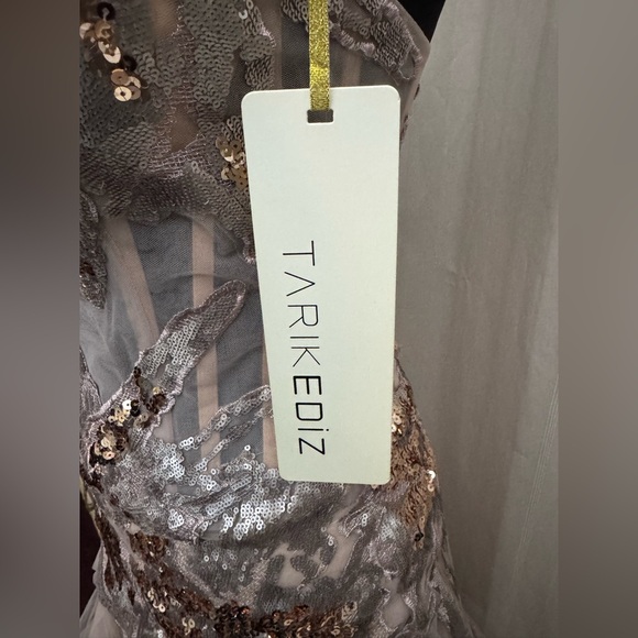 Tarik Ediz Metallic Sequin Dress in Silver and Gold 96039 - Picture 4 of 7